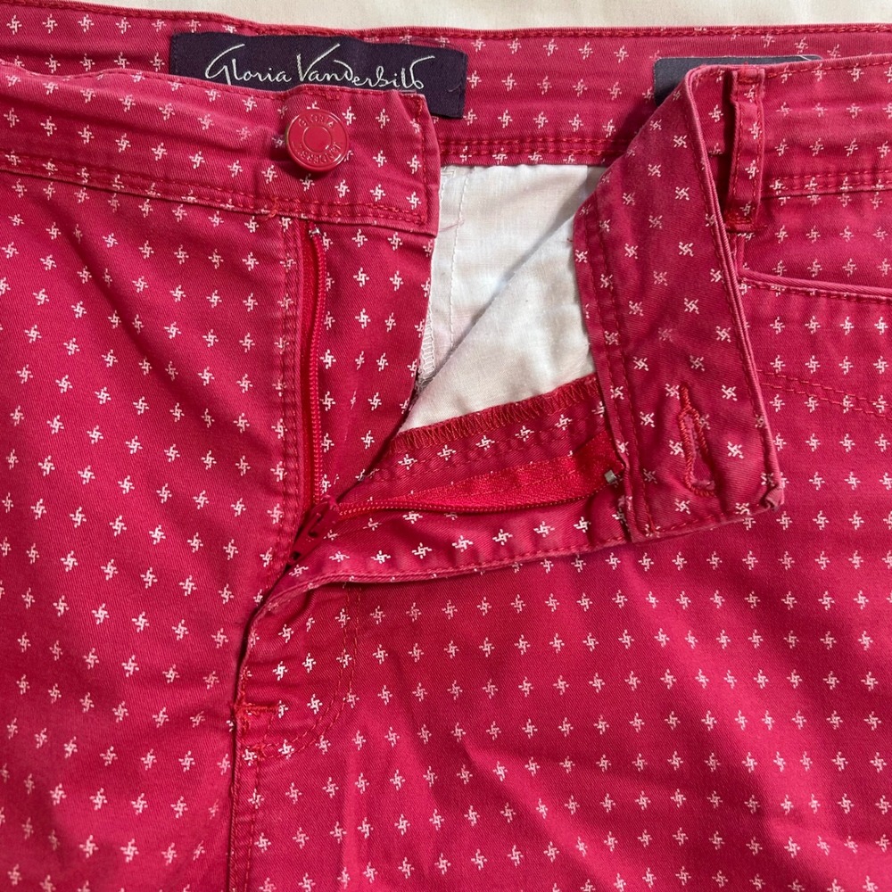 Gloria Vanderbilt Gabrielle Shorts Pink White Starburst Print Cotton Stretch 16 - Picture 7 of 12
